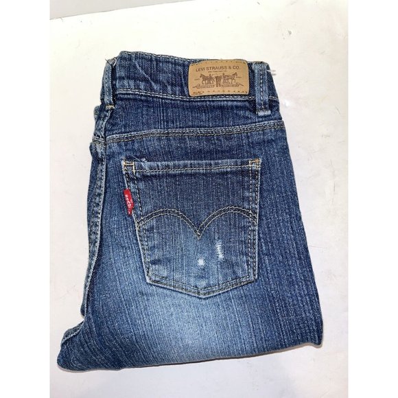 Levis Jeans Girls 14 24x26 Slim Fit Blue Denim Straight Leg - Picture 1 of 10
